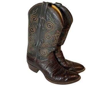 Justin Exotic Lizard Skin Western Cowboy Boots Mens